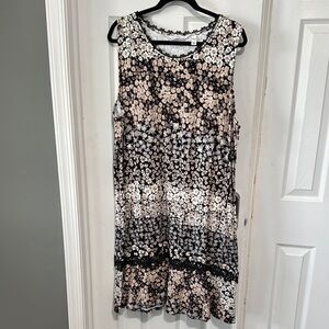 Isaac Mizrahi Floral Sleeveless Dress - Black, White, Brown